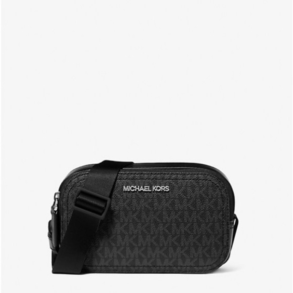 Michael Kors Cooper Black Signature Logo Double Zip Camera Bag